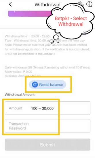 withdraw money from betpkr